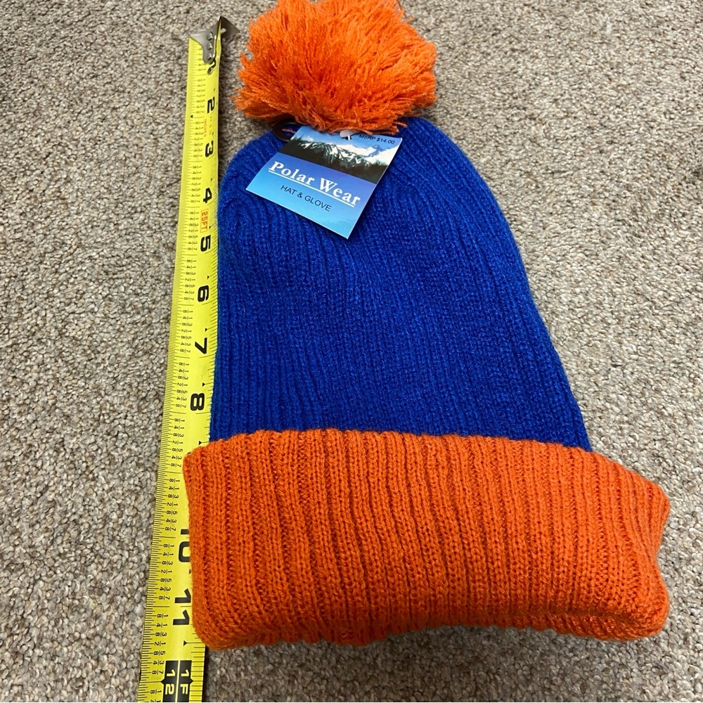 Polar Wear, Blue and Orange Beanie with Pom Pom. NWT - Picture 4 of 5